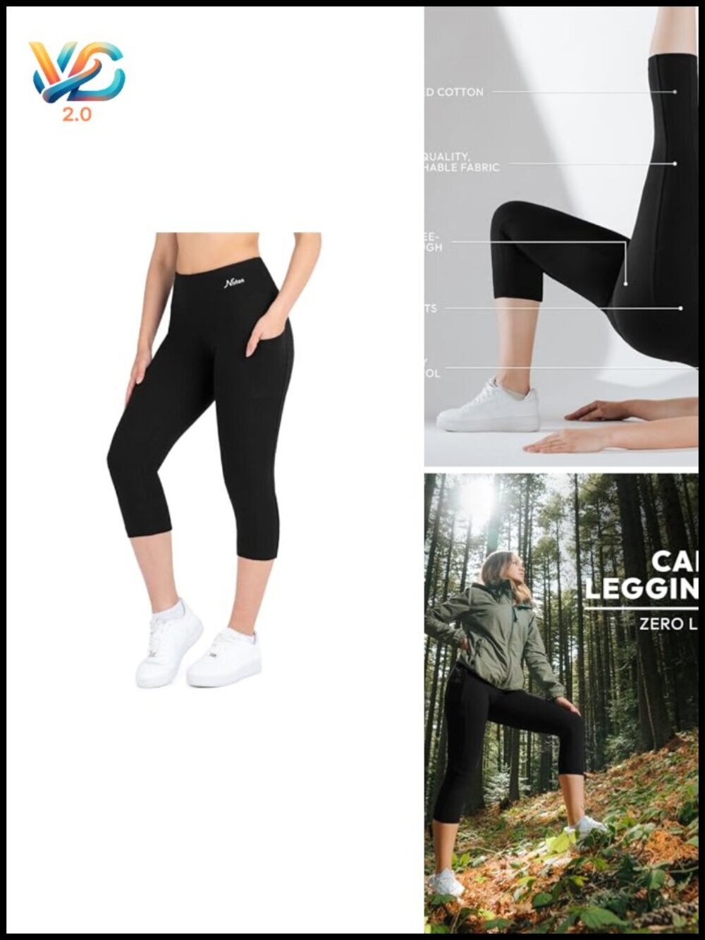 High Waisted Capri Leggings with Pockets Breathable Yoga Pants